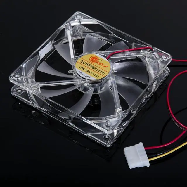 Alt view image 4 of 6 - 4 LED Light Quad PC Computer Clear Case Cooler Fan CPU Cooling Fan 120 x 120 x 25mm Blue/Yellow/Red/Green Lights