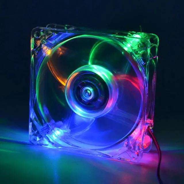 Alt view image 5 of 6 - 8cm LED Light Low Noise Computer Host Case Dual D Type 4 Pin Interface Cooling Fans Computer Accessory