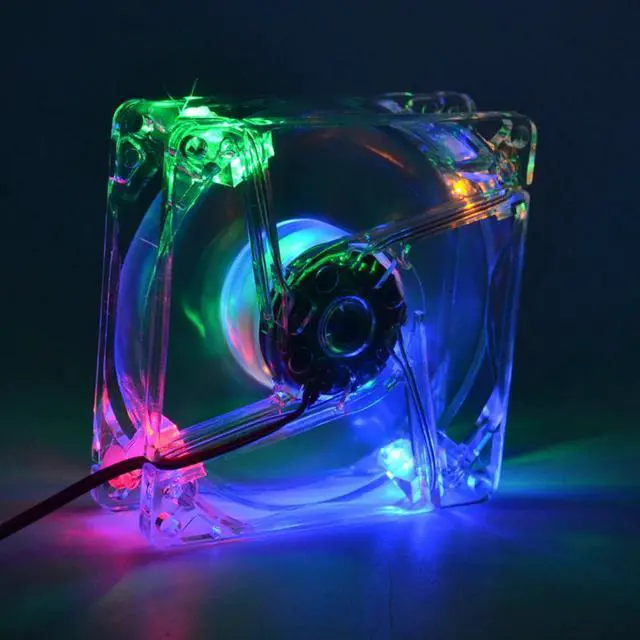 Alt view image 6 of 6 - 8cm LED Light Low Noise Computer Host Case Dual D Type 4 Pin Interface Cooling Fans Computer Accessory