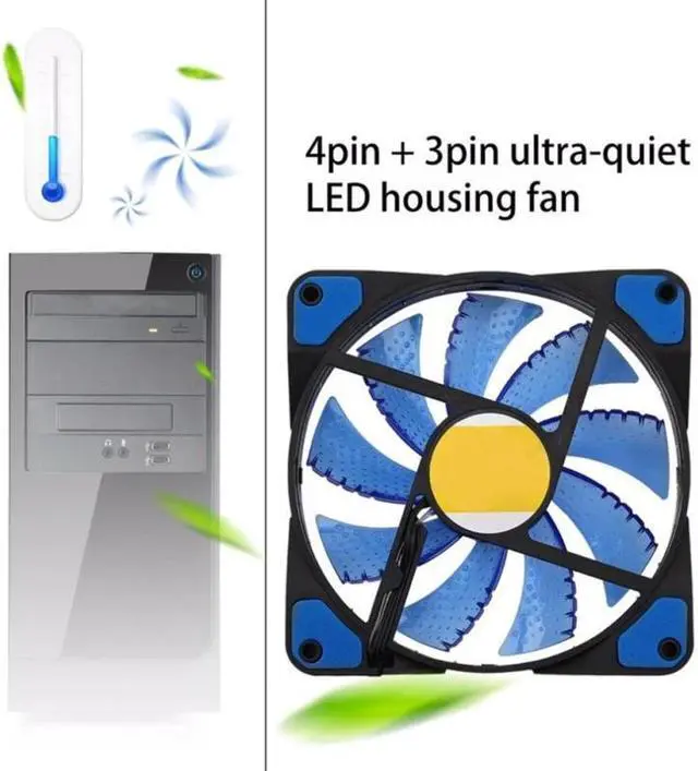Alt view image 2 of 6 - 120mm Dynamic LED Ultra Silent Computer PC Case Cooling Fan Chassis Fans 3 / 4Pin Plug Fans Cooler