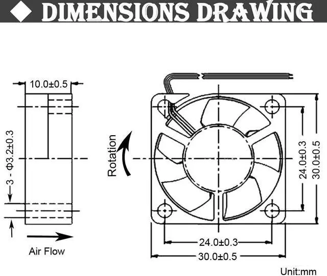 Alt view image 6 of 6 - 1 Piece 3010 5V 2Pin 3cm 30mm 30 x 30 x 10mm 5 Blades Mini DC Cooling Fan