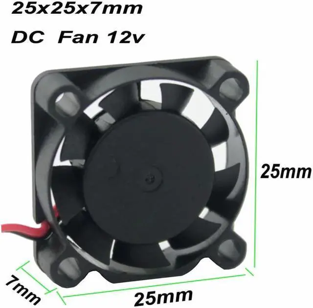 Alt view image 6 of 6 - 1PCS DC 12V 25mm 25x25x7mm 9 Blades Mini Cooling Fan 2Pin 2507 2.5cm 20mm Brushless Exhaust Cooler Fan