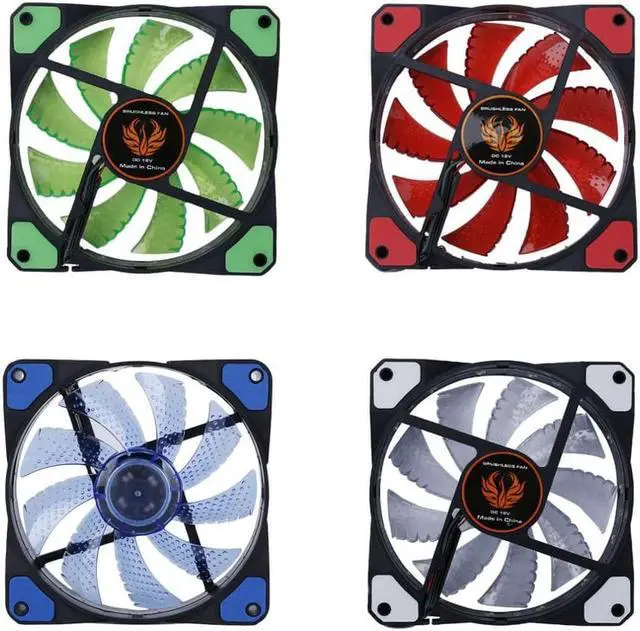 Alt view image 5 of 6 - 120mm PC Computer 16dB Ultra Silent 15 LEDs Case Fan Heatsink Cooler Cooling w/ Anti Vibration Rubber,12CM Fan
