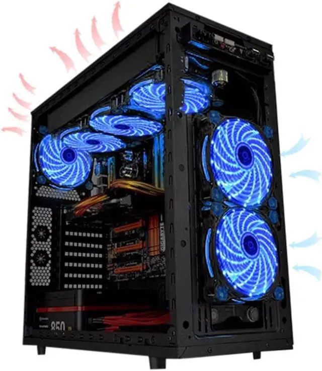 Alt view image 6 of 6 - 120mm PC Computer 16dB Ultra Silent 15 LEDs Case Fan Heatsink Cooler Cooling w/ Anti Vibration Rubber,12CM Fan