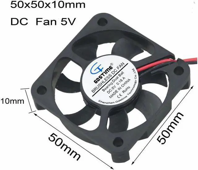 Main image of 1 pcs 5V Two Ball Bearing 50x50x10mm 5010 2Pin DC Ventilation Brushless Cooling Fan Computer Cooler 50mm x 10mm 5cm