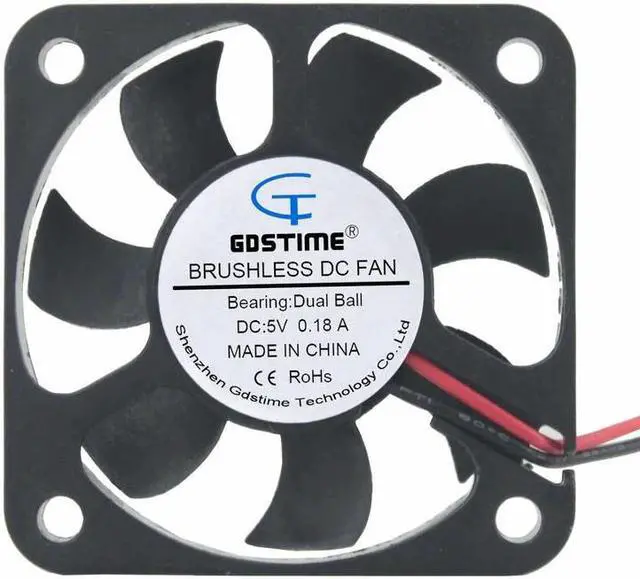 Alt view image 2 of 6 - 1 pcs 5V Two Ball Bearing 50x50x10mm 5010 2Pin DC Ventilation Brushless Cooling Fan Computer Cooler 50mm x 10mm 5cm