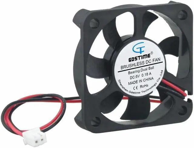 Alt view image 4 of 6 - 1 pcs 5V Two Ball Bearing 50x50x10mm 5010 2Pin DC Ventilation Brushless Cooling Fan Computer Cooler 50mm x 10mm 5cm