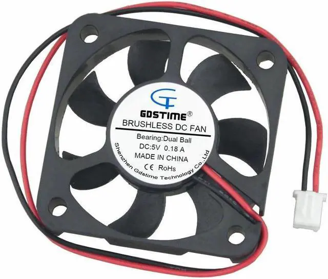 Alt view image 3 of 6 - 1 pcs 5V Two Ball Bearing 50x50x10mm 5010 2Pin DC Ventilation Brushless Cooling Fan Computer Cooler 50mm x 10mm 5cm