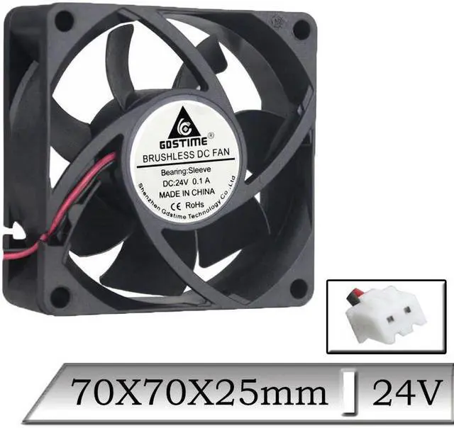 Main image of 1 pcs 70x70x25mm 70mm 24V 2Pin 2 Wire Brushless DC Cooling Fan 7cm 7025 Motor Equipment CPU Cooler Fan