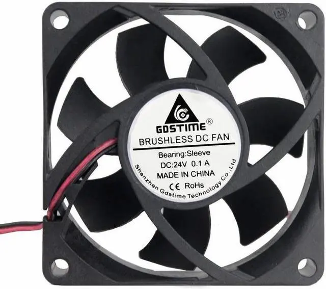 Alt view image 2 of 6 - 1 pcs 70x70x25mm 70mm 24V 2Pin 2 Wire Brushless DC Cooling Fan 7cm 7025 Motor Equipment CPU Cooler Fan