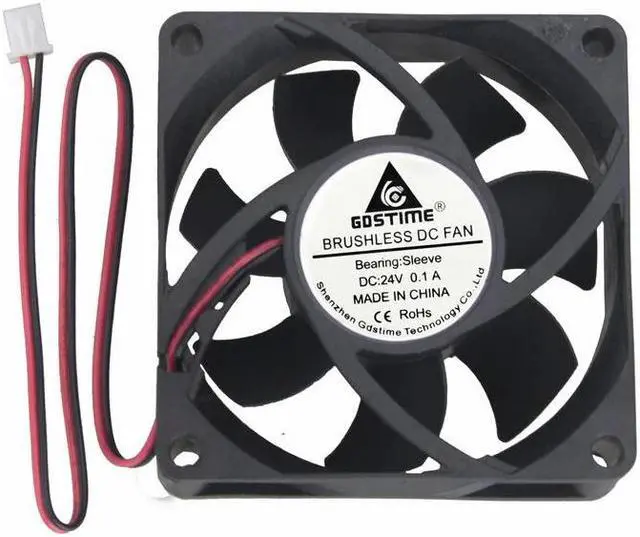 Alt view image 5 of 6 - 1 pcs 70x70x25mm 70mm 24V 2Pin 2 Wire Brushless DC Cooling Fan 7cm 7025 Motor Equipment CPU Cooler Fan