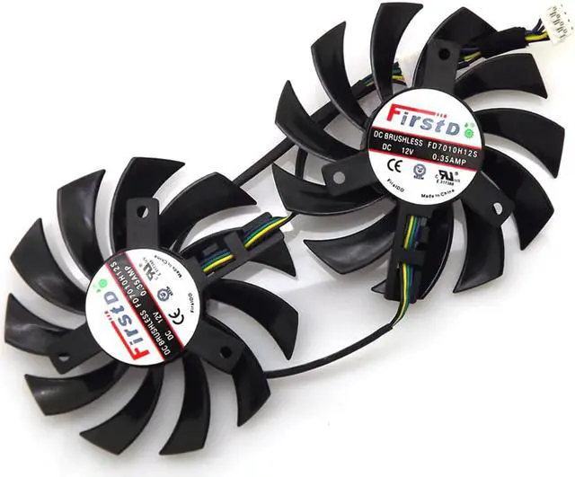 Alt view image 3 of 6 - 2pcs/lot FD7010H12S 75mm For Sapphire HD6930 HD7850 HD6950 R9 270 R7 260X Graphics Card Cooling Fan 4Pin