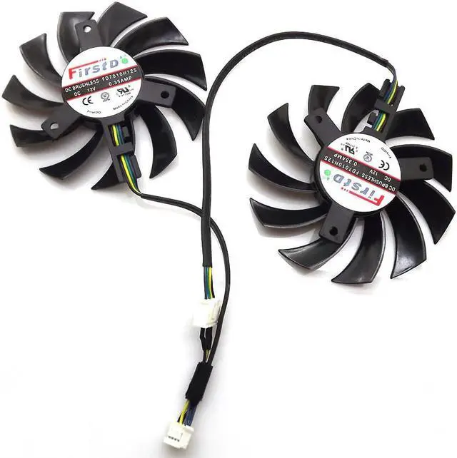 Alt view image 4 of 6 - 2pcs/lot FD7010H12S 75mm For Sapphire HD6930 HD7850 HD6950 R9 270 R7 260X Graphics Card Cooling Fan 4Pin