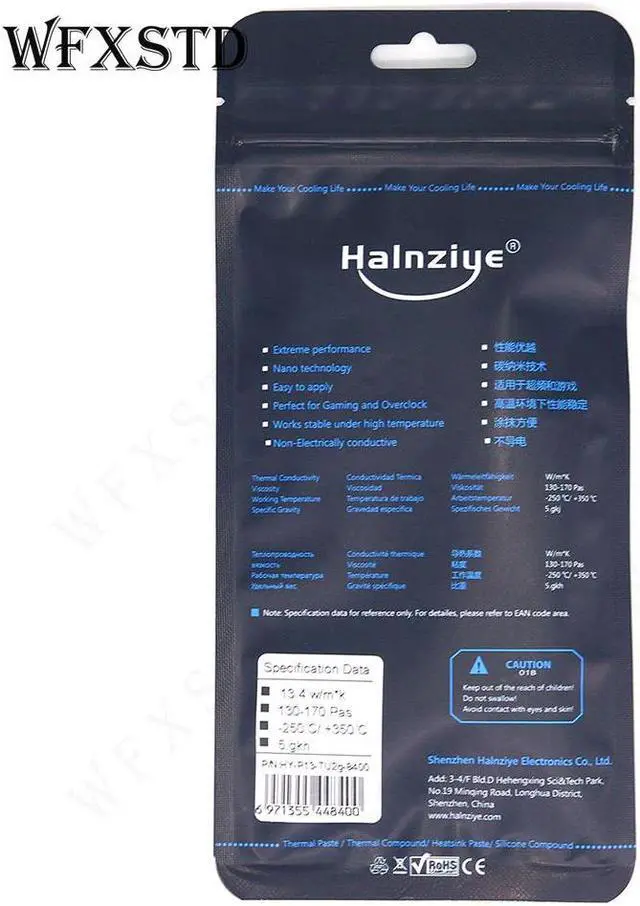 Alt view image 5 of 6 - WFXSTD 2g 13.4W/m k Thermal Grease Paste Compound Silicon CPU GPU HeatSink Processor Cooling silicone Fan Thermal Paste HY P13