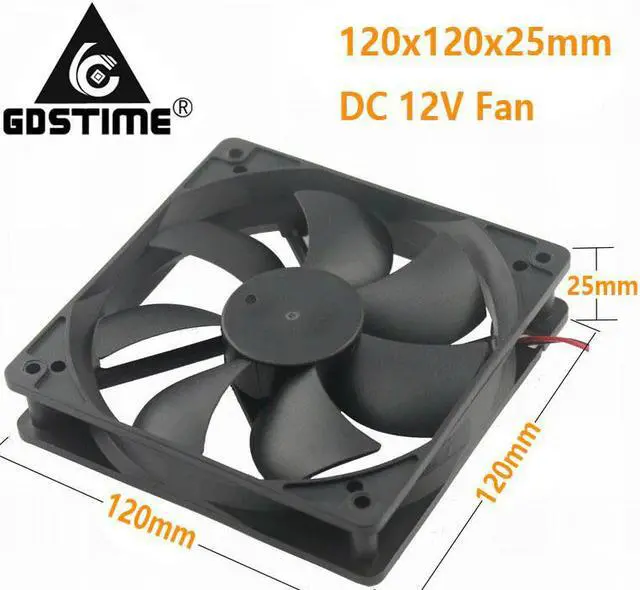 Alt view image 6 of 6 - 1 Pcs 12V 120x120x25mm 120mm High Speed Brushless DC Cooling Fan 12025S 12cm 2Pin Connector Computer Case Cooler