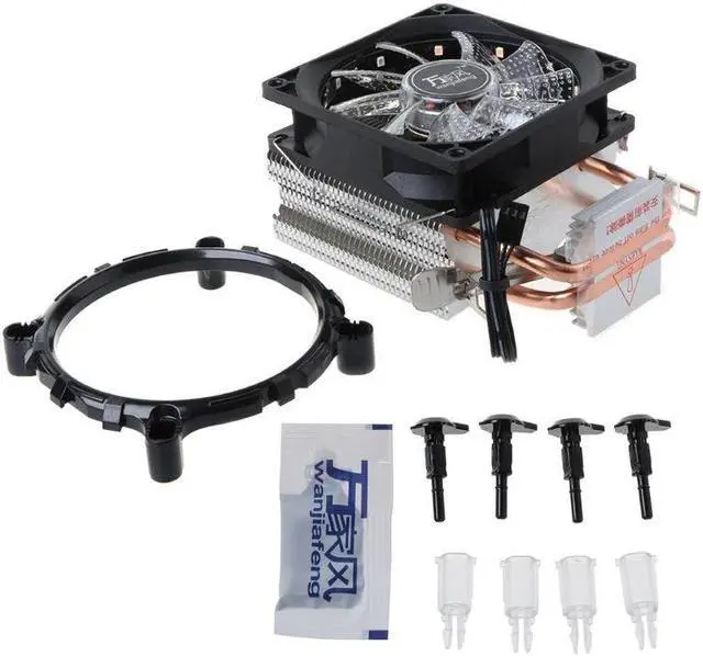 Alt view image 2 of 6 - CPU Cooler Fan Dual Heatpipe Heat Sink with RGB Light for Intel LAG 1155 1156