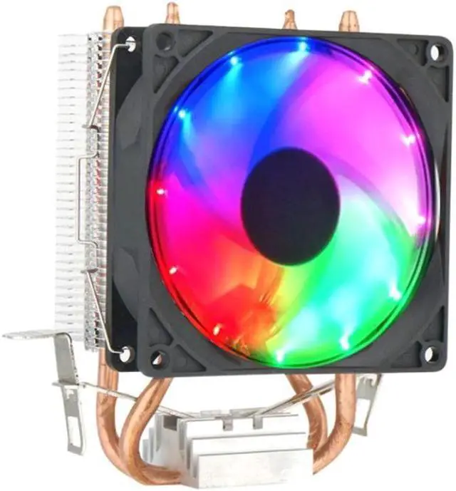 Alt view image 3 of 6 - CPU Cooler Fan Dual Heatpipe Heat Sink with RGB Light for Intel LAG 1155 1156