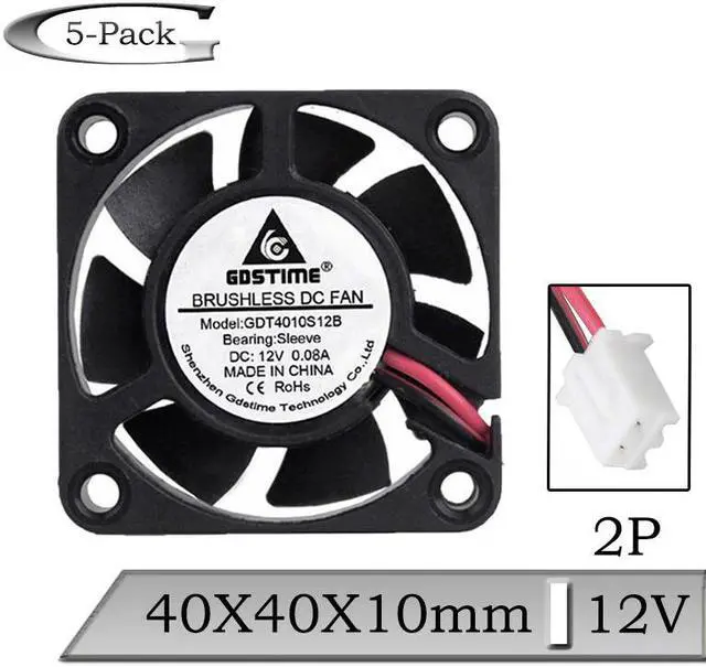 Main image of 5 Pcs 12V 40x40x10mm 40mm Brushless DC Cooling Fan 4cm 4010S 2Pin Computer CPU Video Card Cooler