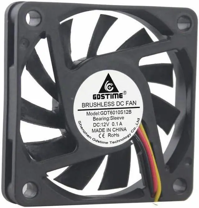 Alt view image 3 of 6 - 5 Pieces 60x60x10mm 3Pin DC 12V CPU Brushless Cooling Cooler Fan 60mm x 10mm 6cm Small Radiator