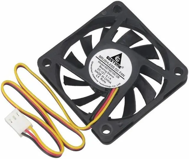 Alt view image 5 of 6 - 5 Pieces 60x60x10mm 3Pin DC 12V CPU Brushless Cooling Cooler Fan 60mm x 10mm 6cm Small Radiator