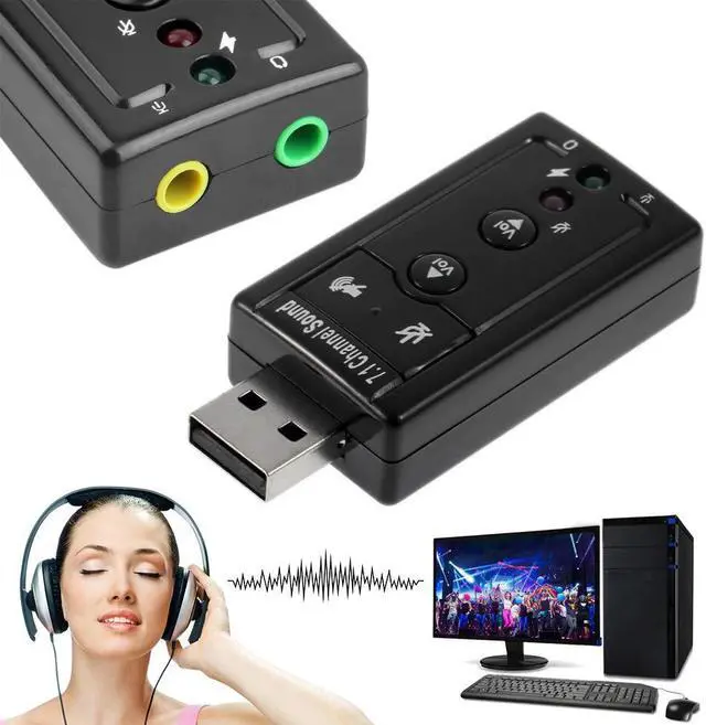 Alt view image 4 of 5 - 7.1 Channel Universal External USB Sound Card Mini USB 2.0 12Mbps U Disk For Audio Sound Adapter