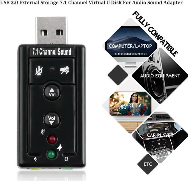 Alt view image 5 of 5 - 7.1 Channel Universal External USB Sound Card Mini USB 2.0 12Mbps U Disk For Audio Sound Adapter