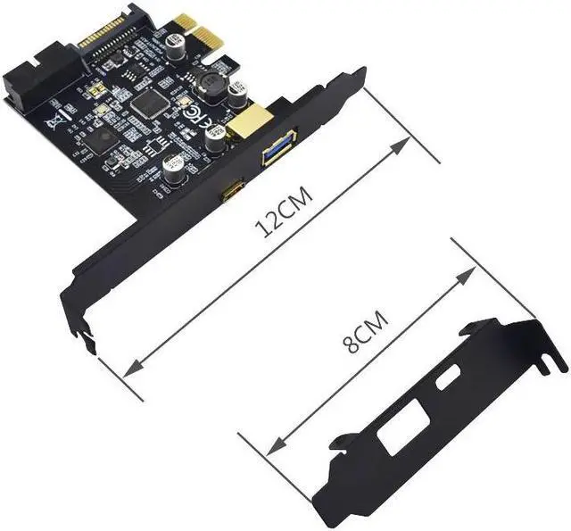 Alt view image 5 of 6 - Amify USB 3.0 PCI E Expansion Card Adapter External USB3.0 Port + 2.4A Fast Charge Internal 19pin Header SATA Power PCI E Card