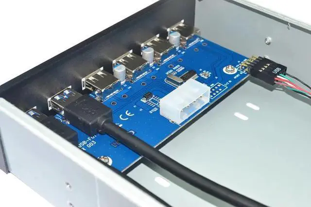 Alt view image 3 of 4 - for Desktop USB3.0 Optical Drive Front Panel 5.25inch USB HUB 9PIN 19PIN to 4Ports USB2.0+ 2Ports USB 3.0 for PC Floppy Bay Tray