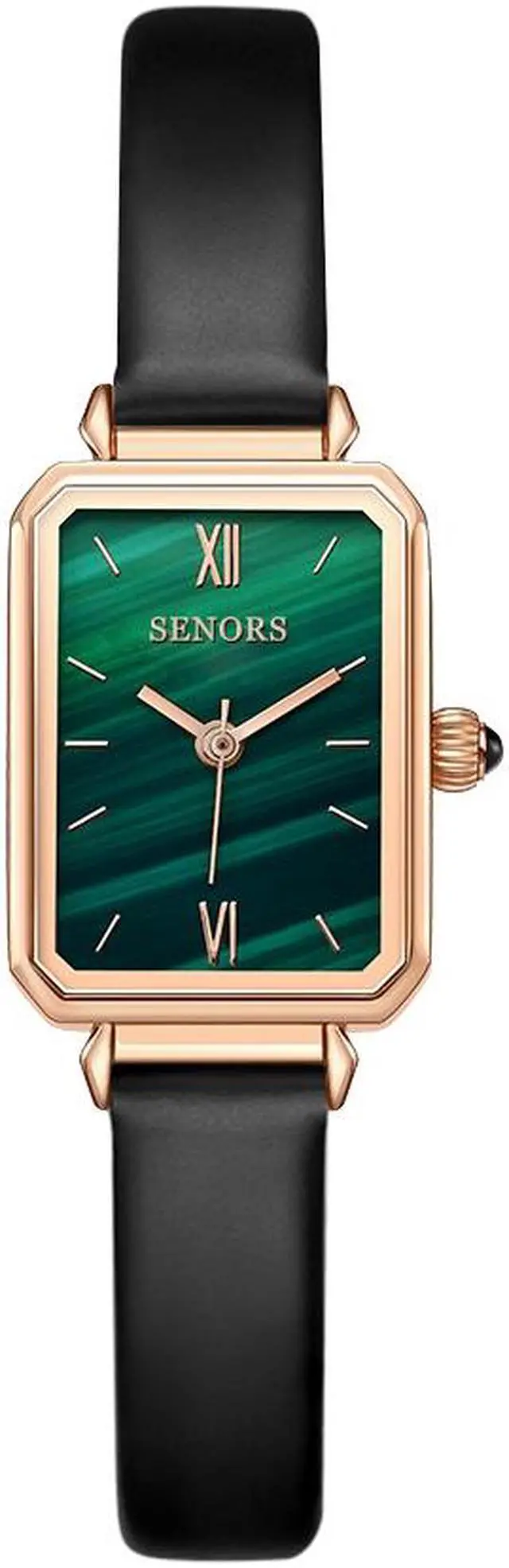 Main image of Women Green Retro Square Watch Analog Quartz Stainless Steel Mesh Leather Band Casual Fashion Ladies Wrist Watches 3ATM Waterproof