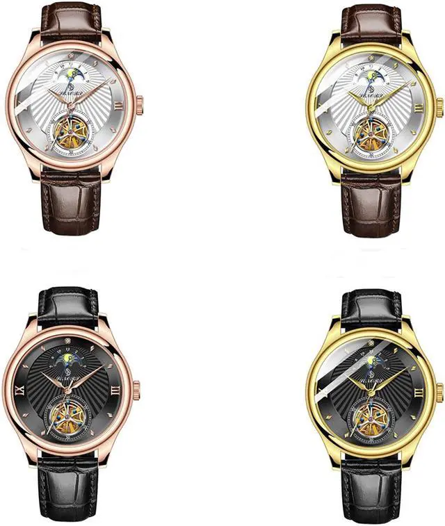 Alt view image 5 of 5 - Luminous Hands Watch Skeleton Tourbillon Mechanical Watch Mens Automatic Sport Clock Glass Back See Through Watch