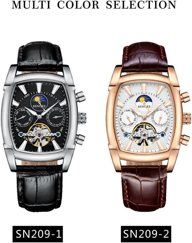 Alt view image 5 of 5 - Women Automatic Mechanical Wrist Watches Leather Moon Phrase Luminous Hands Self-Wind Watch