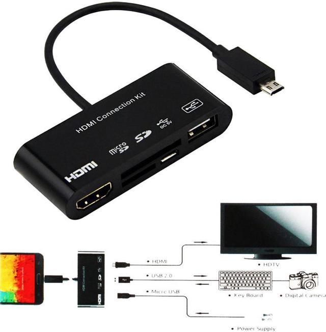 Cable HDMI de 5 pines 2 en 1, adaptador Micro USB a HDMI