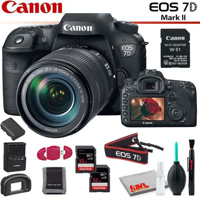 Main image of Canon EOS 7D Mark II DSLR Camera with 18-135mm Lens & W-E1 Wi-Fi Adapter With Memory Card Kit and Cleaning Kit