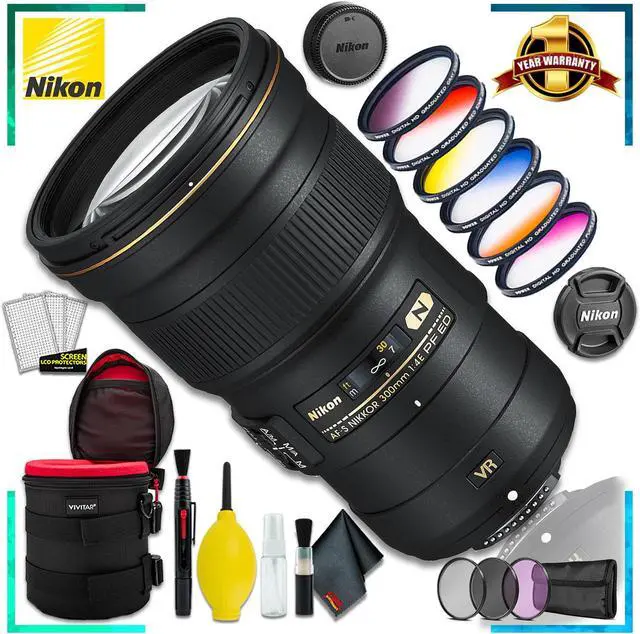 Main image of Nikon AF-S NIKKOR 300mm f4E PF ED VR Lens (Intl Model) + 6 Inch Vivitar Premium Lens Case + Vivitar Graduated Color Filter Set + 3pcs Lens Filter Kit + Cleaning Kit