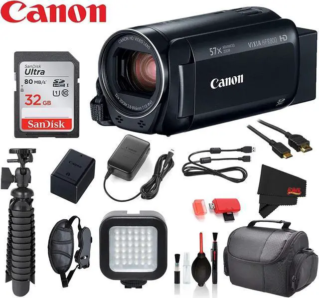 Main image of Canon VIXIA HF R800 Camcorder (Black) with    SanDisk 32gb SD card + Deluxe Cleaning Kit + 12  Tripod + MORE
