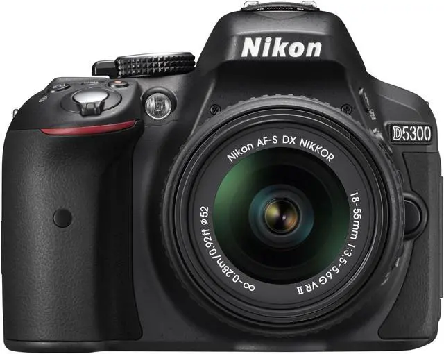 Main image of Nikon D5300 24.2 MP CMOS Digital SLR Camera with 18-55mm f/3.5-5.6G ED VR Auto Focus-S DX NIKKOR Zoom Lens (Black)