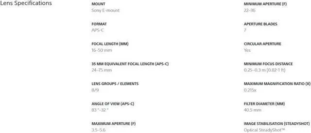 Alt view image 4 of 4 - Sony SELP1650 16-50mm Power Zoom Lens