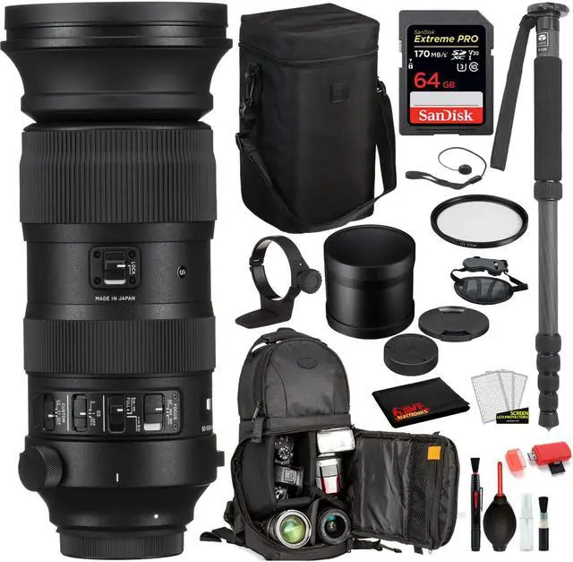 Main image of Sigma 60-600mm f/4.5-6.3 DG OS HSM Sports Lens for Nikon F with Bundle: SanDisk Extreme Pro 64gb SD Card + More