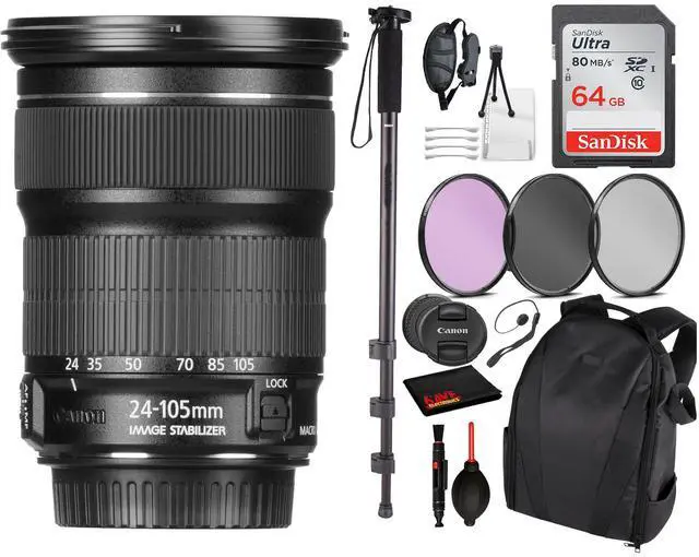 Main image of Canon EF 24-105mm f/3.5-5.6 IS STM Lens (9521B002) Essential Bundle Kit for Canon EOS - International Model No Warranty