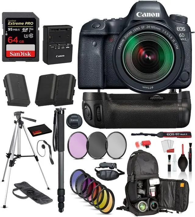 Main image of Canon EOS 6D Mark II DSLR Camera with 24-105mm f/3.5-5.6 Lens  ? Battery Grip +  SanDisk extreme pro 64gb SD + MORE