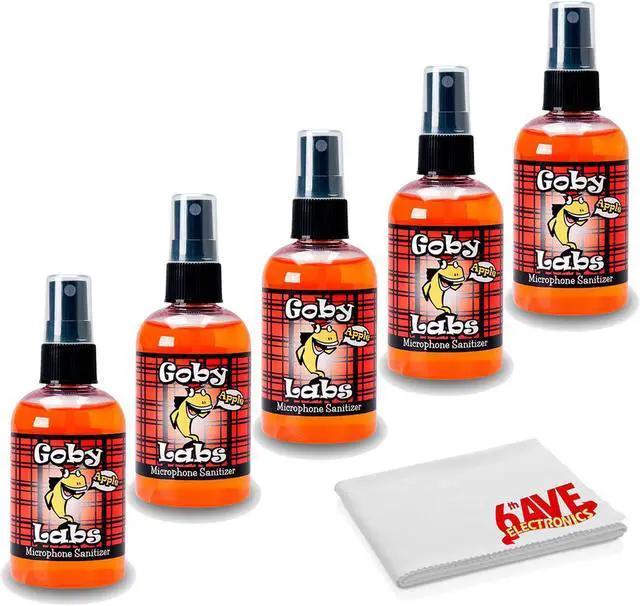 Main image of Goby Labs 5-Pack 4 FL OZ Microphone Sanitizing and Cleansing Spray with Cloth
