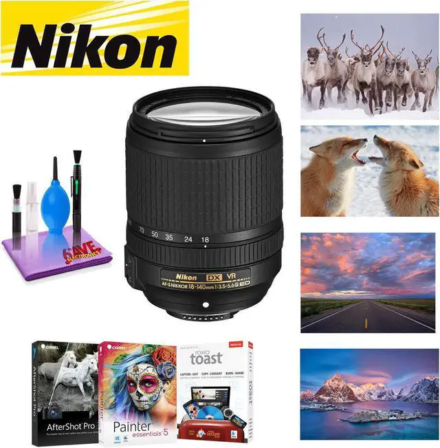 Main image of NIKON 18-140MM F/3.5-5.6G ED AF-S DX VR Lens with Corel Mac Photo Essentials Software Kit - Includes Corel AfterShot, Co