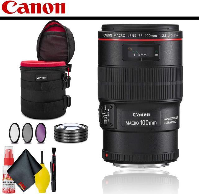 Canon EF 100mm f/2.8L Macro IS USM Lens With Lens Case, Filter Kit AND  Cleaning Kit