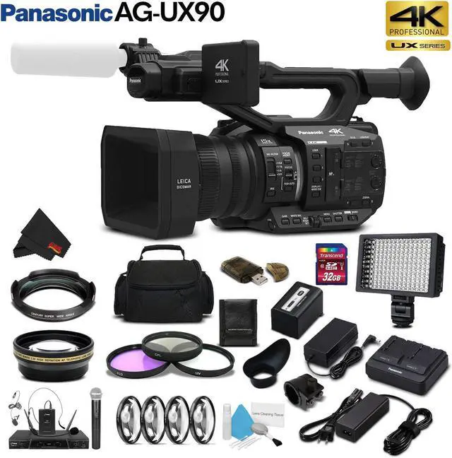 Alt view image 5 of 8 - Panasonic AG-UX90 4K/HD Professional Camcorder (Intl Model) Studio Starter Bundle