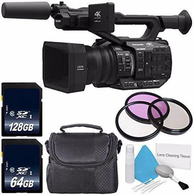 Alt view image 2 of 2 - Panasonic AG-UX90 4K/HD Professional Camcorder + 64GB SDXC Class 10 Memory Card + 128GB SDXC Class 10 Memory Card + 67mm 3 Piece Filter Kit + Deluxe Cleaning Kit + Carrying Case Bundle