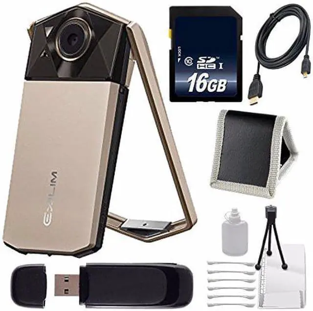 Alt view image 3 of 3 - Casio Exilim EX-TR70 Selfie Digital Camera (Gold) (International Version)  + Micro HDMI Cable + SD Card USB Reader + Memory Card Wallet + 16GB SDHC Class 10 Memory Card Bundle