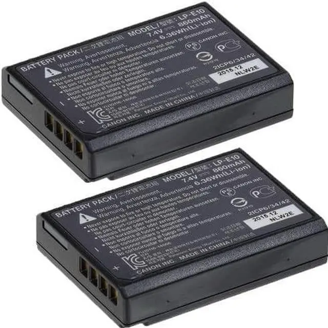 Alt view image 2 of 4 - Canon LP-E10 Lithium-Ion Battery Pack for Canon EOS Rebel T3, T5, T6, T7 (2-Pack) Outdoor Bundle