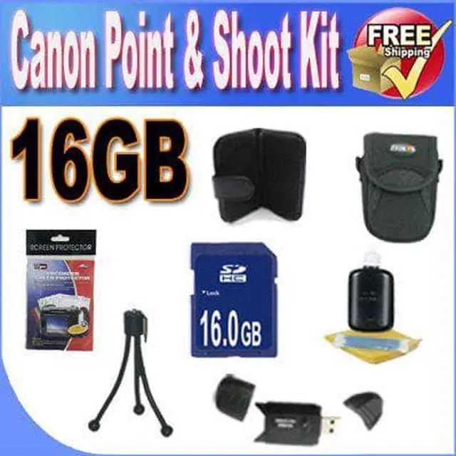Alt view image 2 of 4 - Canon PowerShot Accessory Saver Bundle (16GB Memory Card + USB Card Reader + Deluxe Camera Case w/Strap + LCD Screen Pro