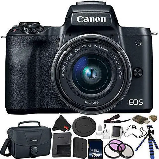 Alt view image 2 of 4 - Canon EOS M50 Mirrorless Digital Camera with 15-45mm Lens Bundle with 16GB Memory Card + Tripod + Canon Carrying Bag + More - Intl Model