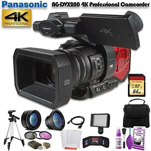 Alt view image 7 of 9 - Panasonic AG-DVX200 4K Professional Camcorder W/ 64GB Memory Card, Bag, Tripod, Led Light and More